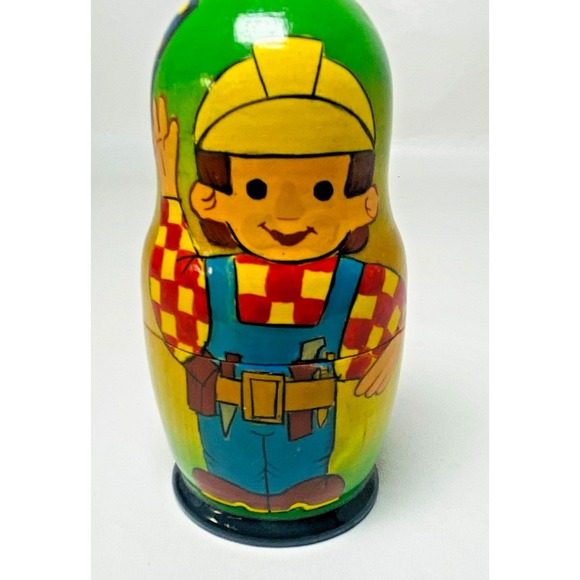 Russian Russia Nesting Doll Bob the Builder Handpainted Set of 5 Wooden Wood - Picture 1 of 7